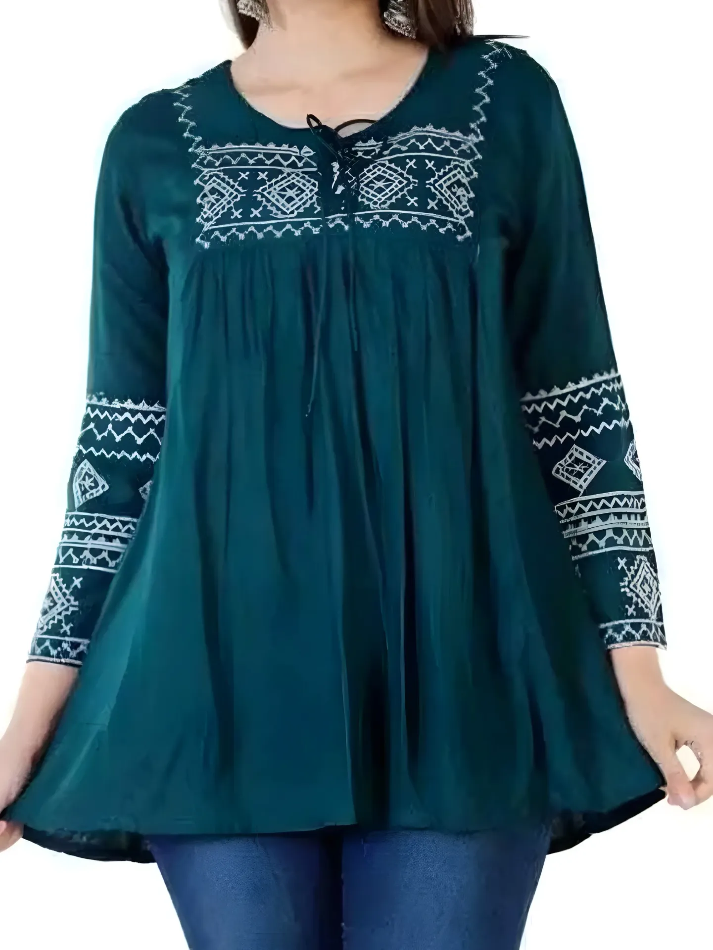 Womens Embrodery Green Top